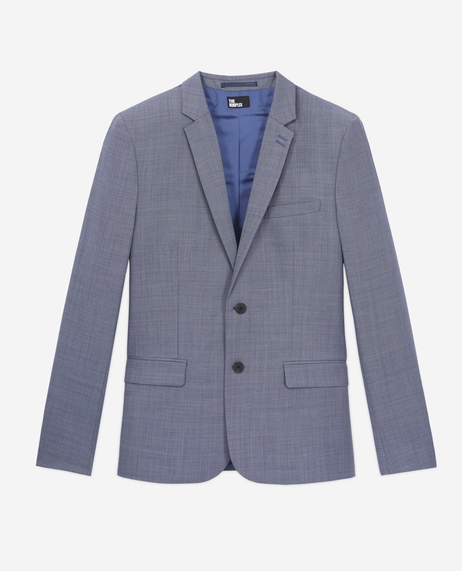 Grey Checkered Wool Suit Blazer | Men | Light Blue