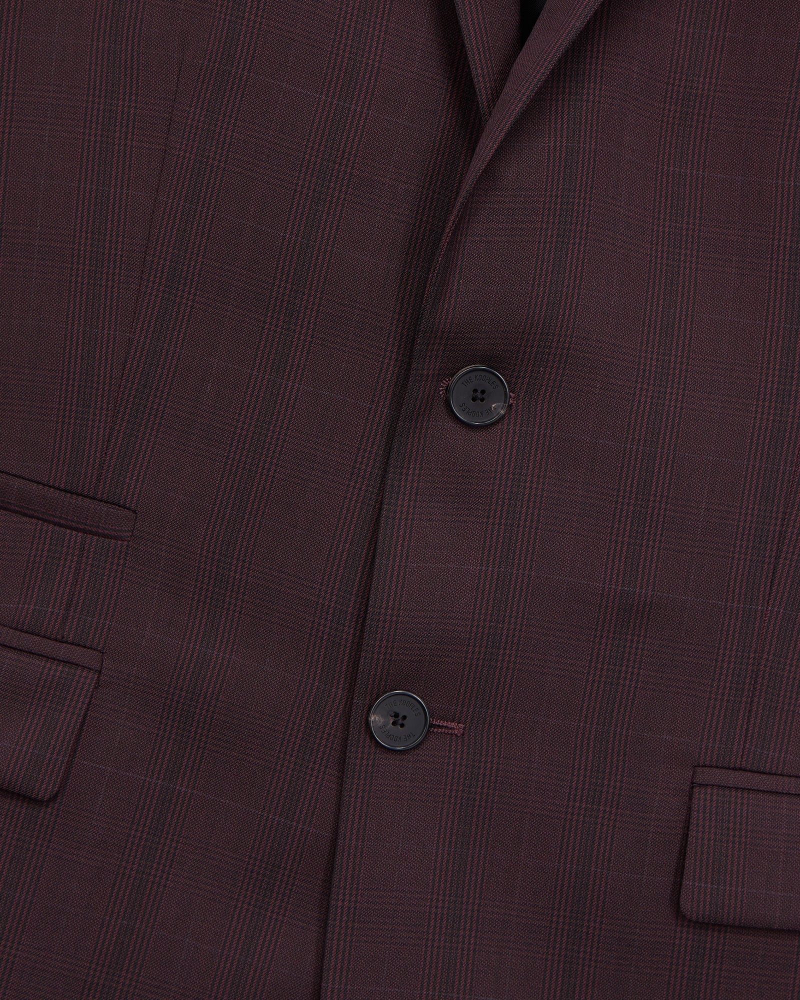 Burgundy Checked Wool Suit Jacket | Men | Bordeaux