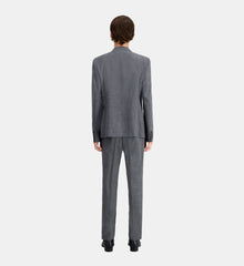 Micro-Pattern Wool Suit Jacket | Men | Black x Ecru