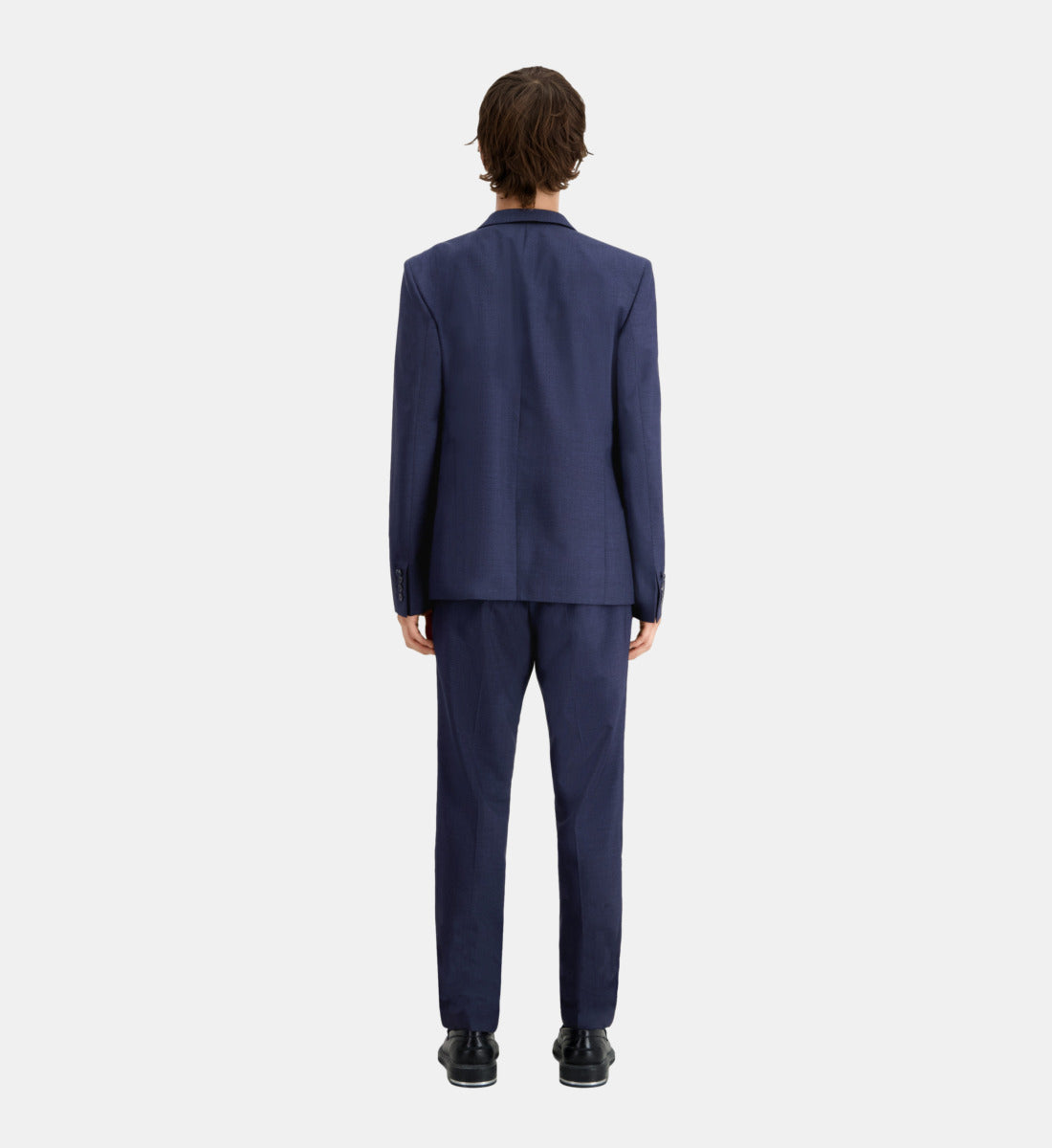 Blue Micro-Pattern Wool Suit Jacket | Men | Navy x Black