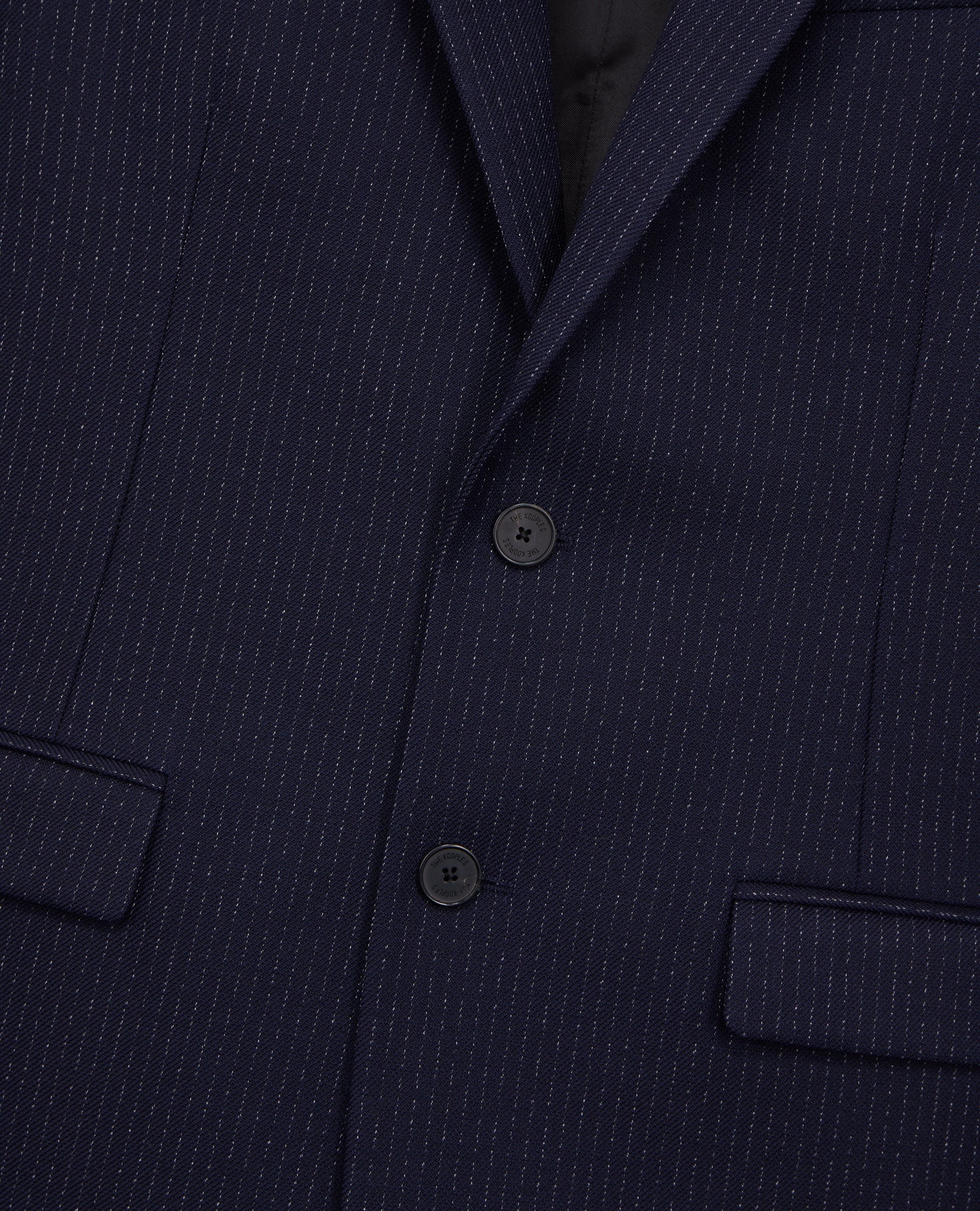 Blue Striped Wool Suit Jacket | Men | Navy x Ecru