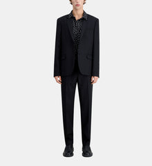 Wool Jacket With Tennis Stripes | Men | Black x Ecru