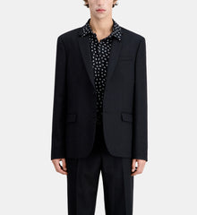 Wool Jacket With Tennis Stripes | Men | Black x Ecru