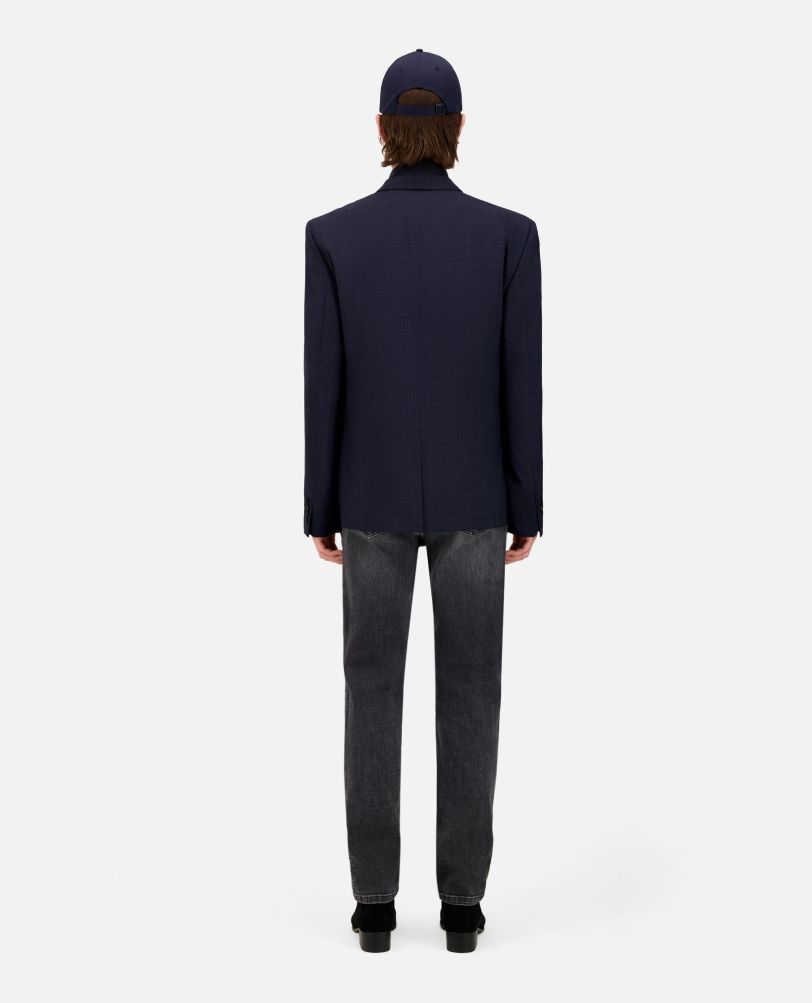 Prince Of Wales Wool Suit Jacket | Men | Navy Blue