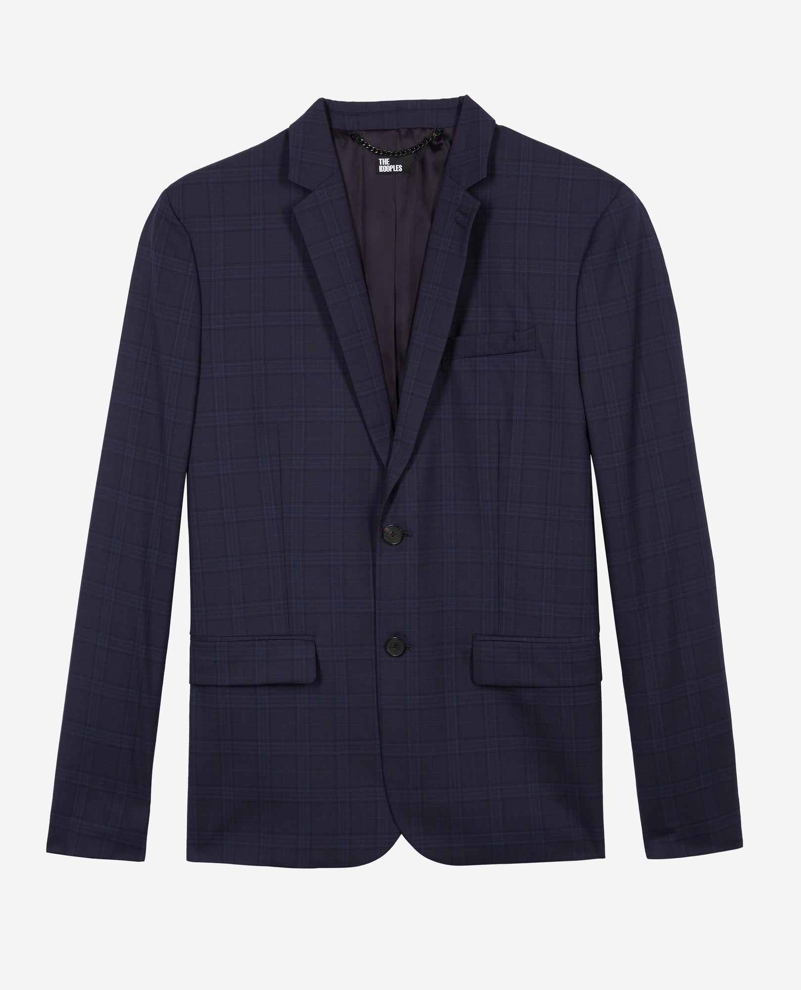 Prince Of Wales Wool Suit Jacket | Men | Navy Blue