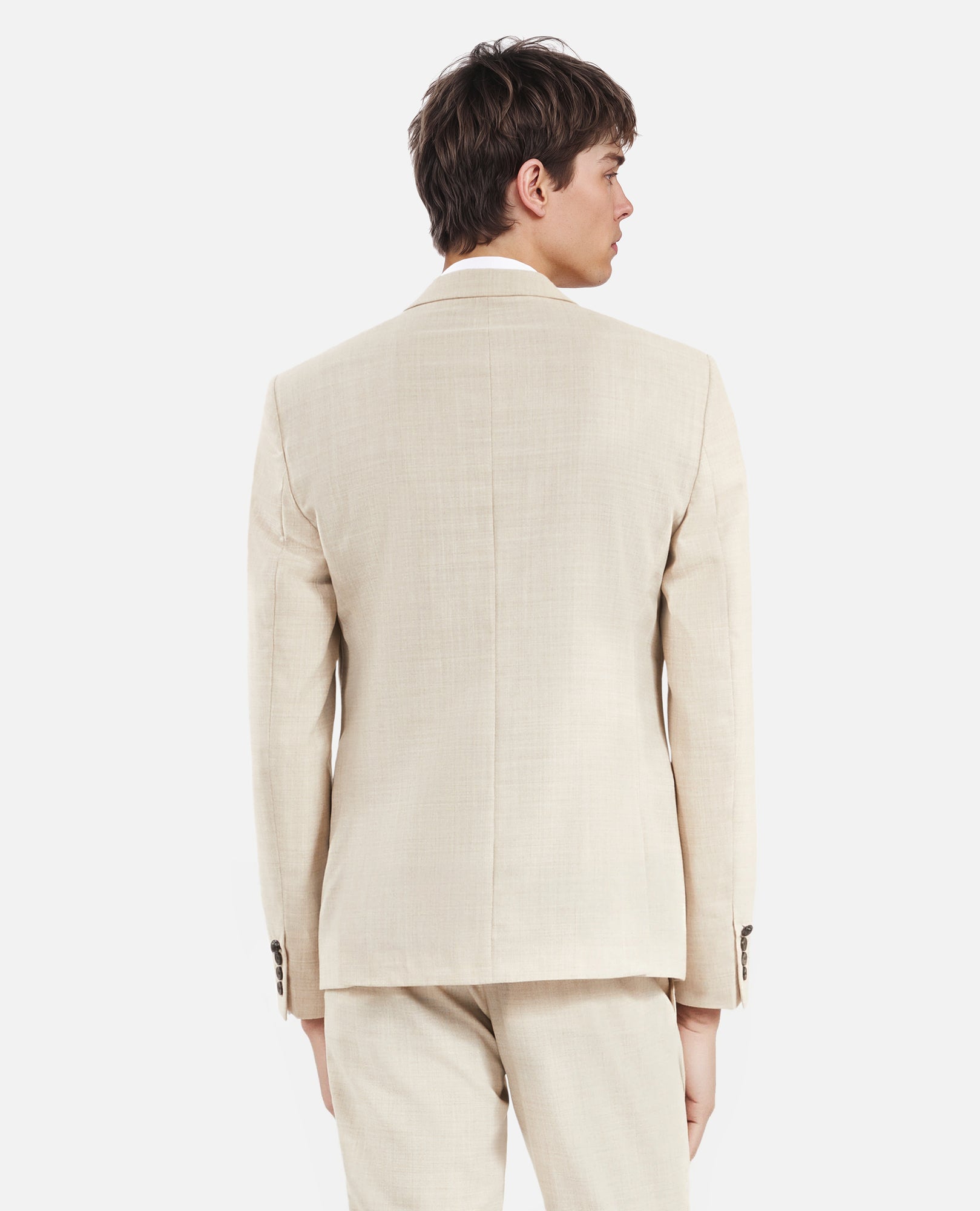 Wool Suit Fitted Jacket | Men | Beige