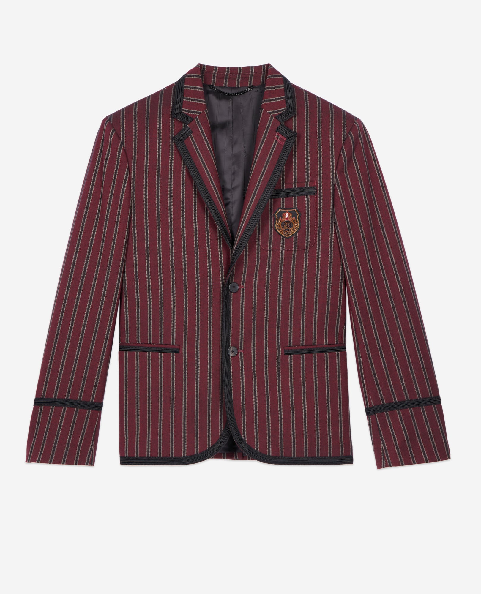 Striped Wool-Blend Jacket | Men | Black x Red