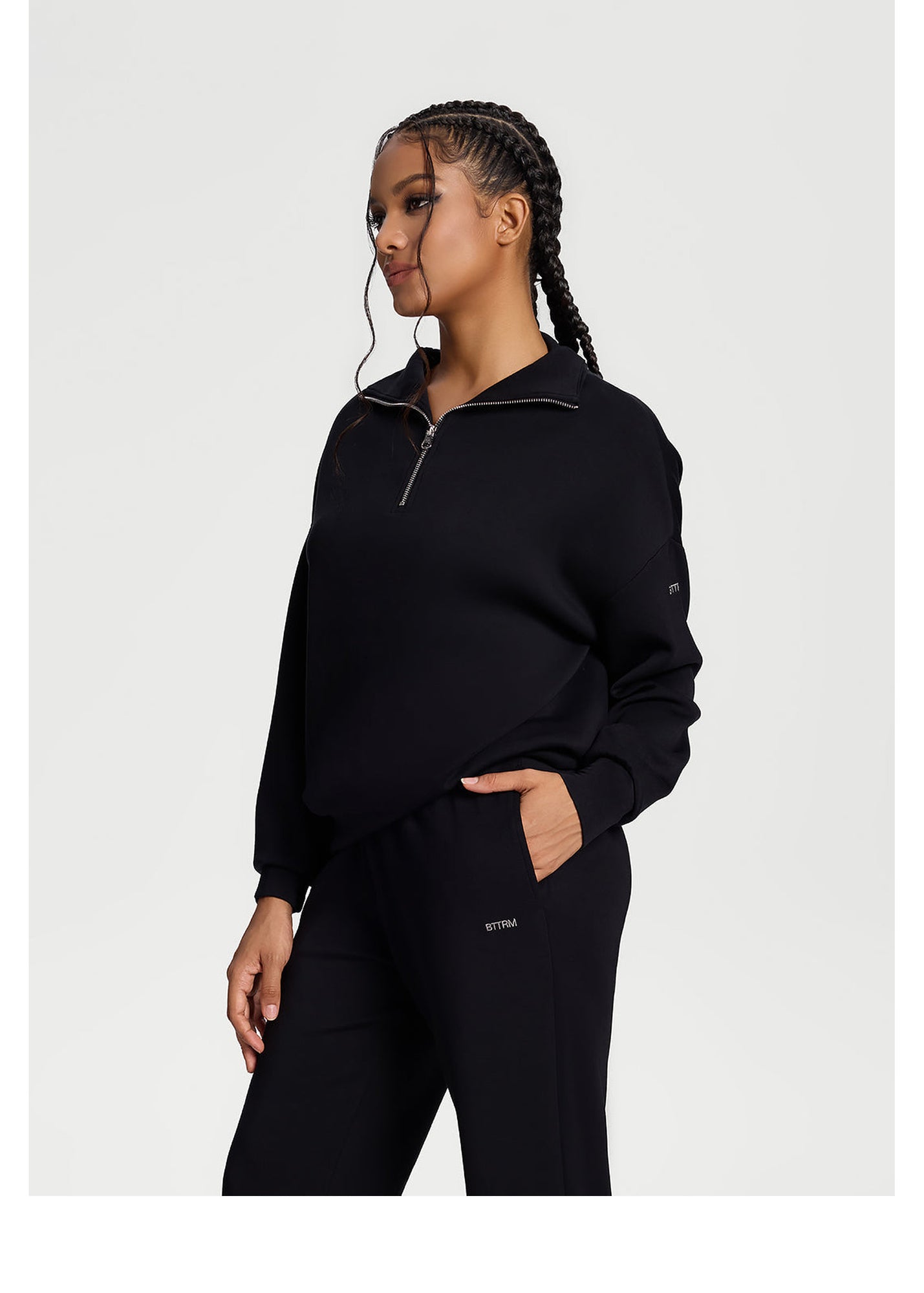 Half-Zip Long Sleeve Sweatshirt | Black