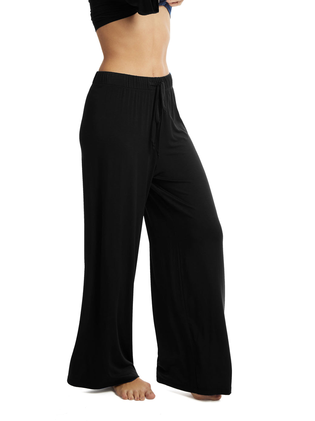 Unwind Modal Drawstring Wide Leg Pant | Black