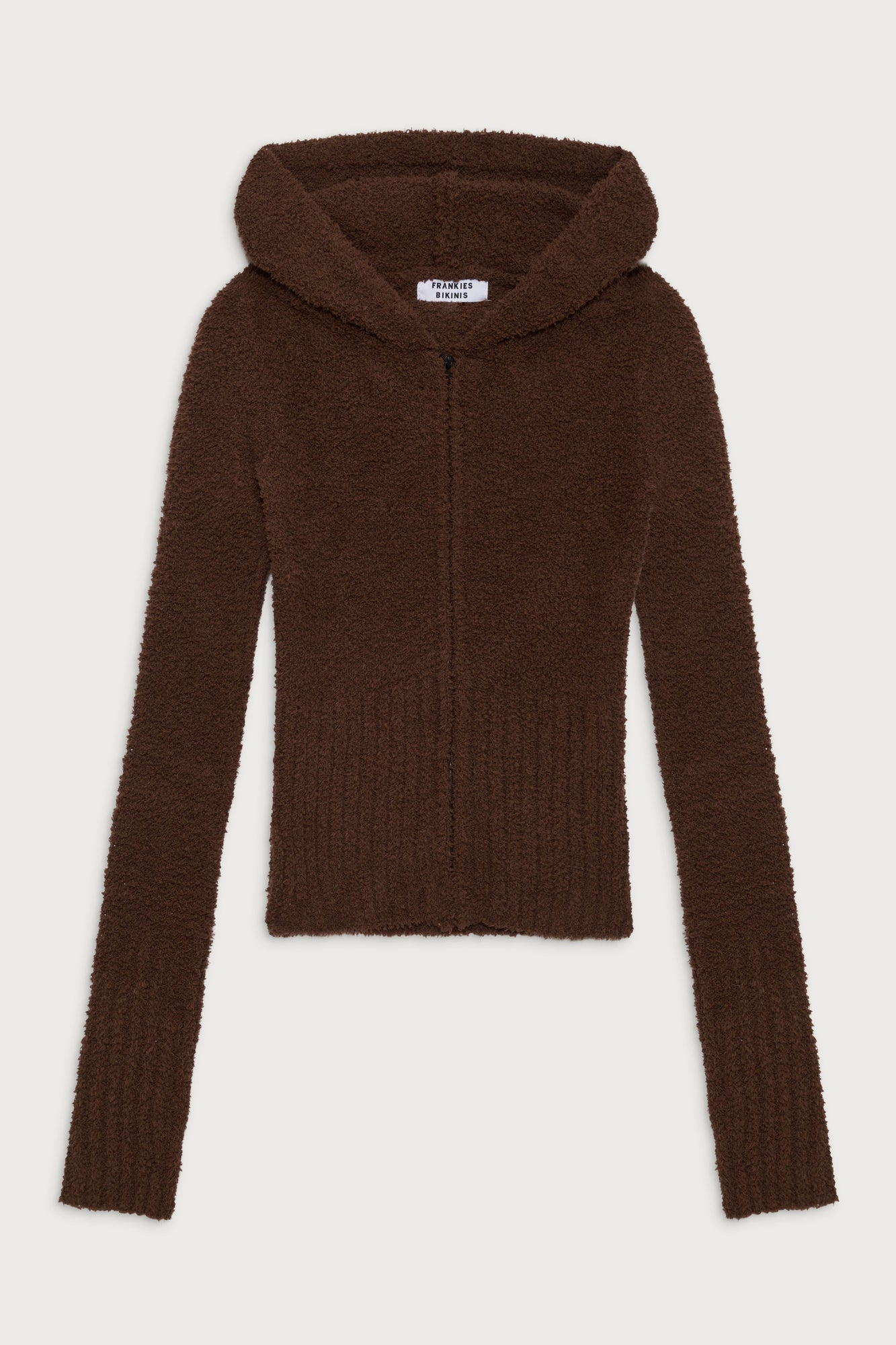 Harlowe fuzzy zip up hoodie chocolate lily