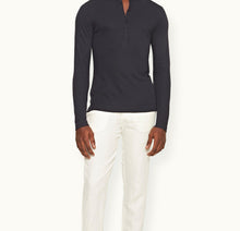 Harrison Cashmere Classic Fit Long-Sleeve Modal-Cashmere T-Shirt | Night Iris