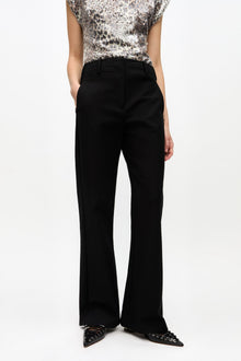 Heavy Cotton Tailoring Flared Trousers | Black