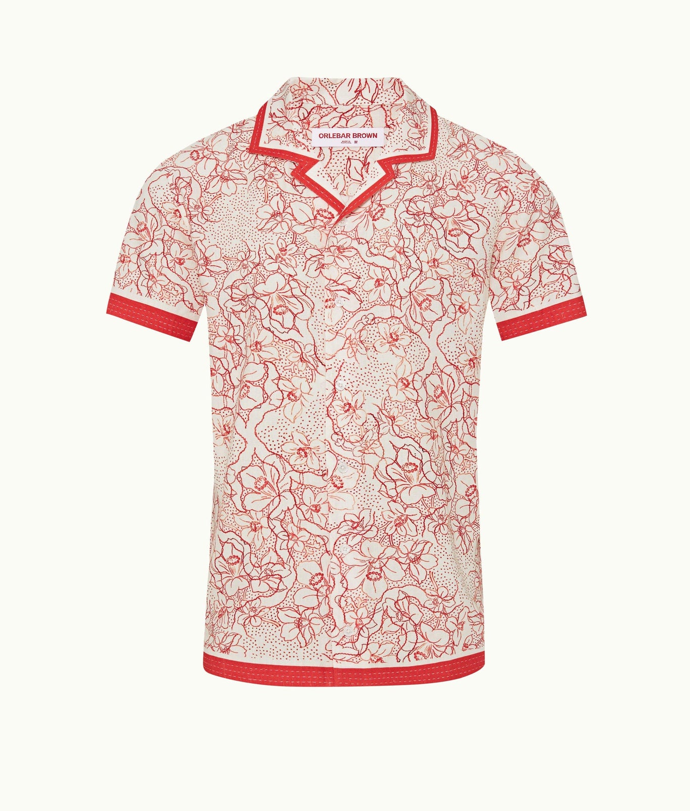 Hibbert Floral Nouveau Print Classic Fit Capri Collar Shirt | Summer Red/White Sand