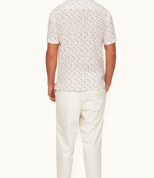 Hibbert Logo Print Classic Fit Capri Collar Shirt | White Sand