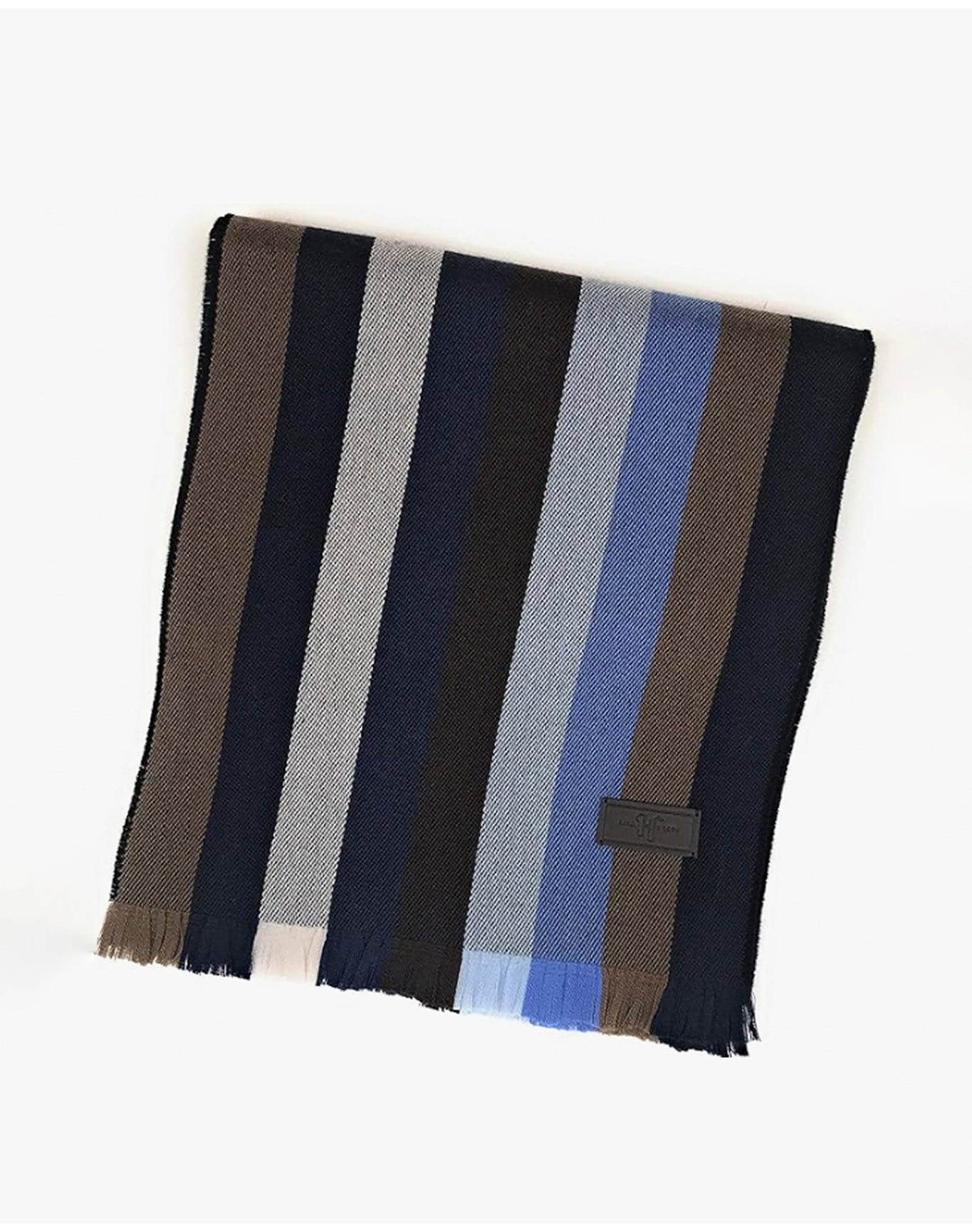 Hickey Freeman | Men | Merino Wool Stripe Scarf | Blue/Brown
