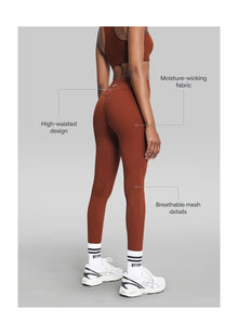 High-Waisted Impact Mesh Leggings | Rust Brown