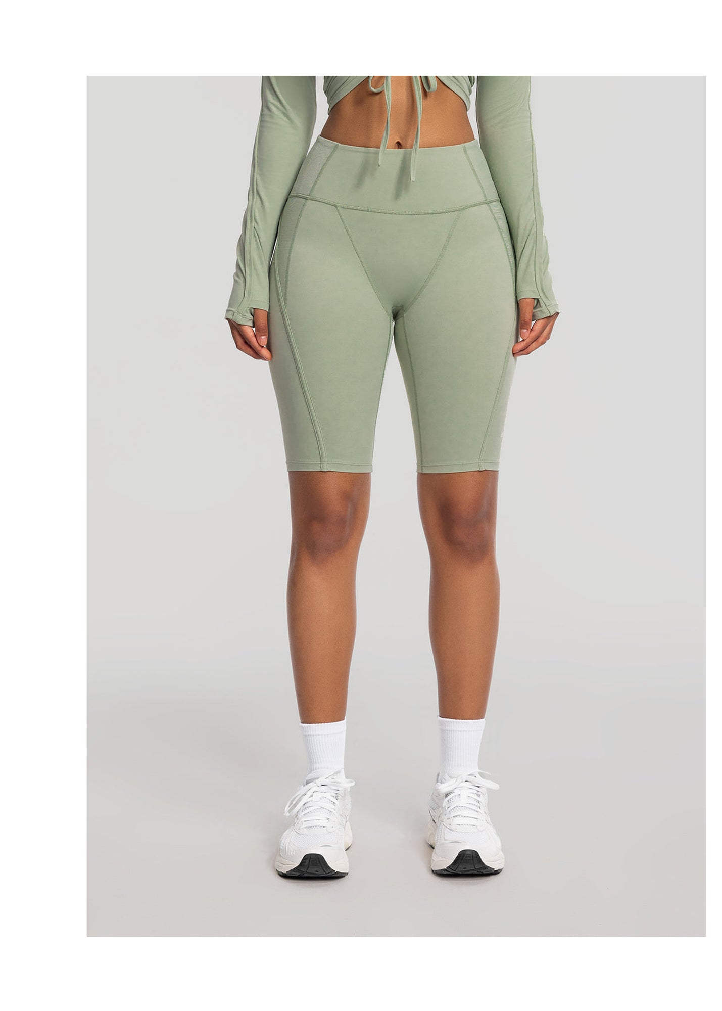 High-Waisted Performance Biker Shorts | Sage Green