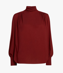Another Tomorrow High Neck Blouse in Rust – Viscose Women's Top