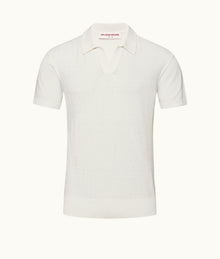 Horton Pique Tailored Fit Silk-Cotton Polo Shirt | White Sand