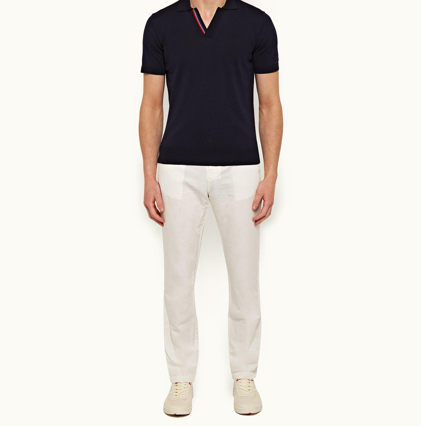 Horton Stripe Tailored Fit Organic Cotton Polo Shirt | Navy