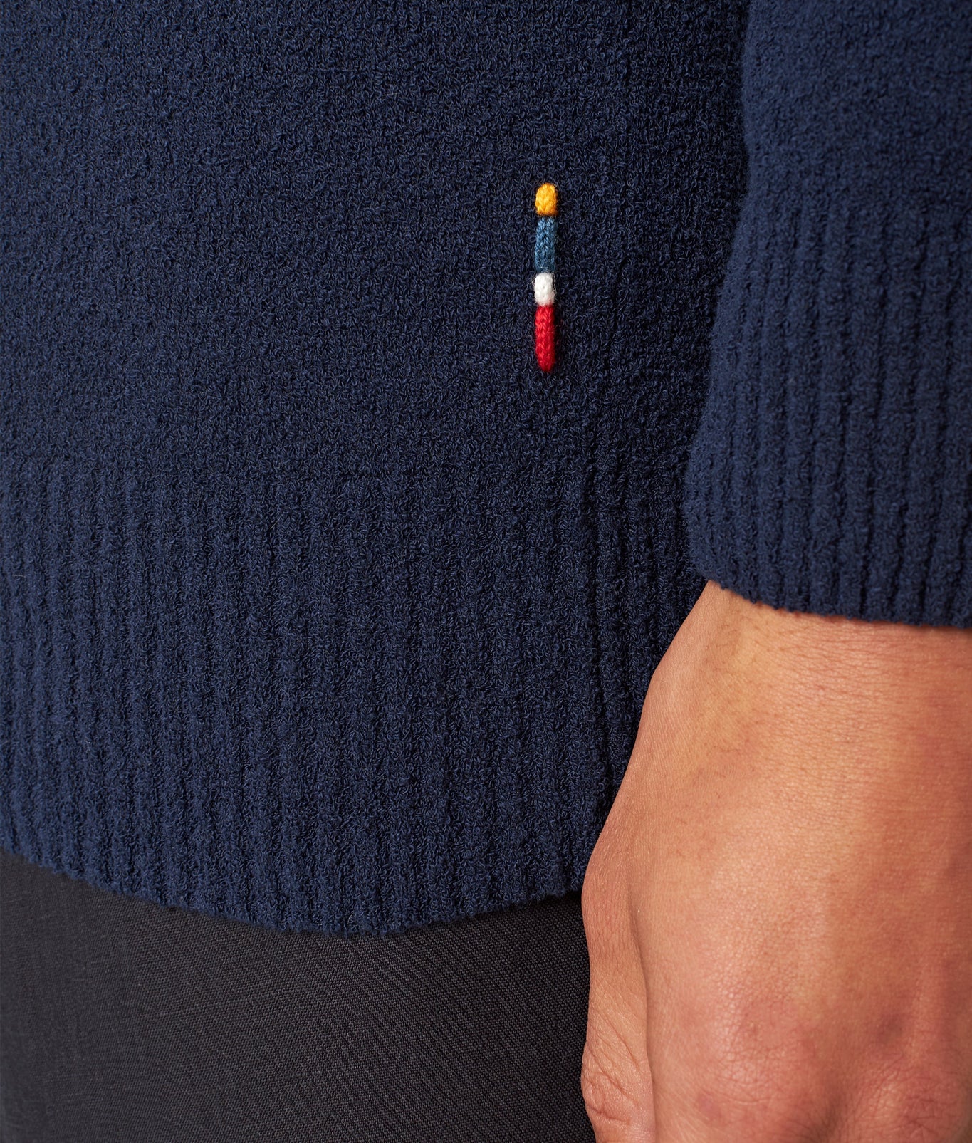 Horton Tailored Fit Long-Sleeve Boucle Stitch Polo Shirt | Night Iris