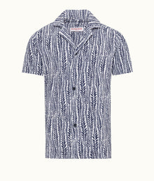Howell Fern Relaxed Fit Capri Collar Short-Sleeve Shirt | White/Lagoon Blue