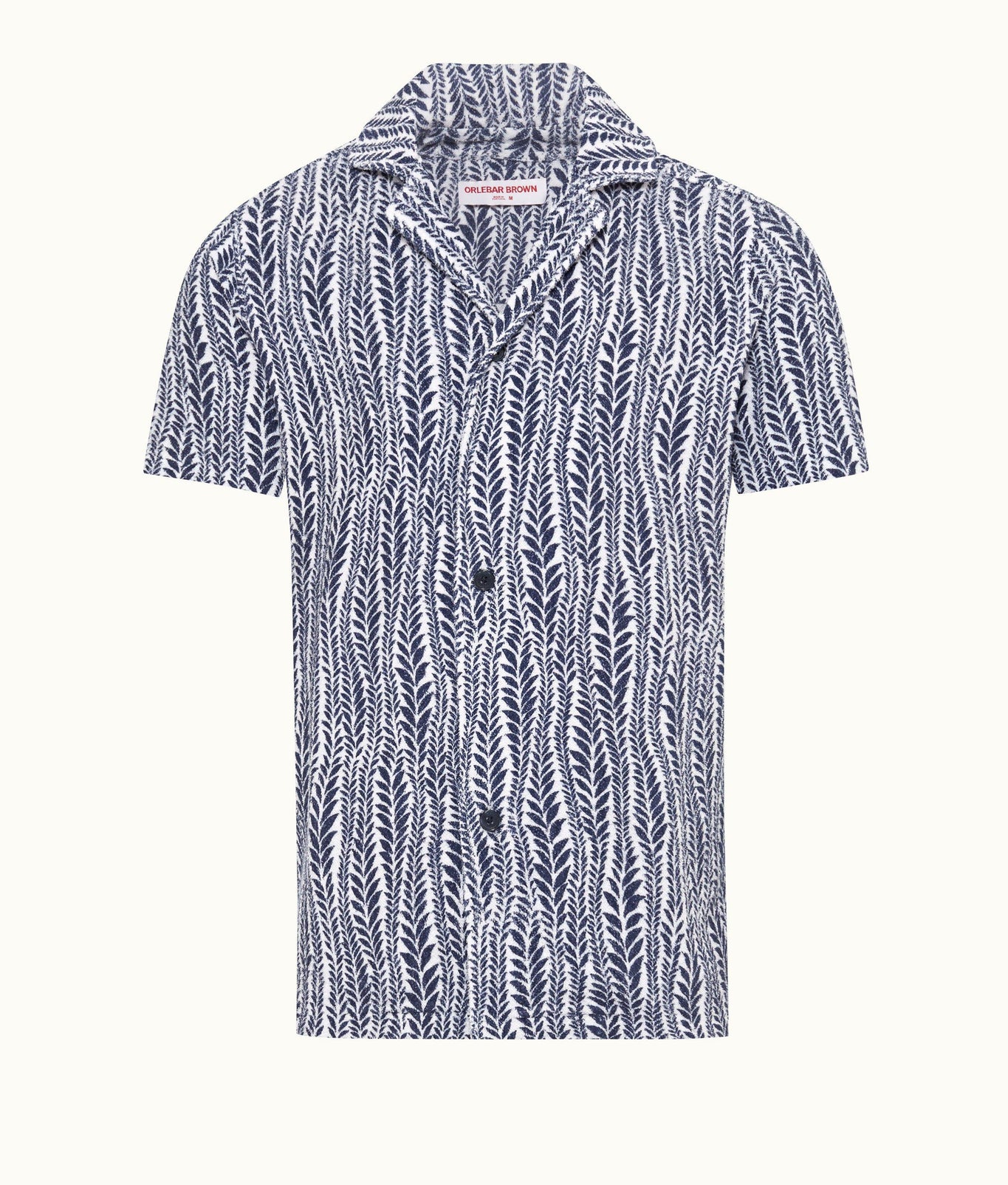 Howell Fern Relaxed Fit Capri Collar Short-Sleeve Shirt | White/Lagoon Blue