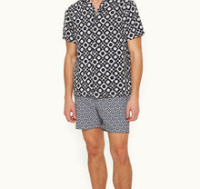 Howell Towelling Domi Jacquard Capri Collar Cotton Towelling Shirt | Night Iris/White Sand