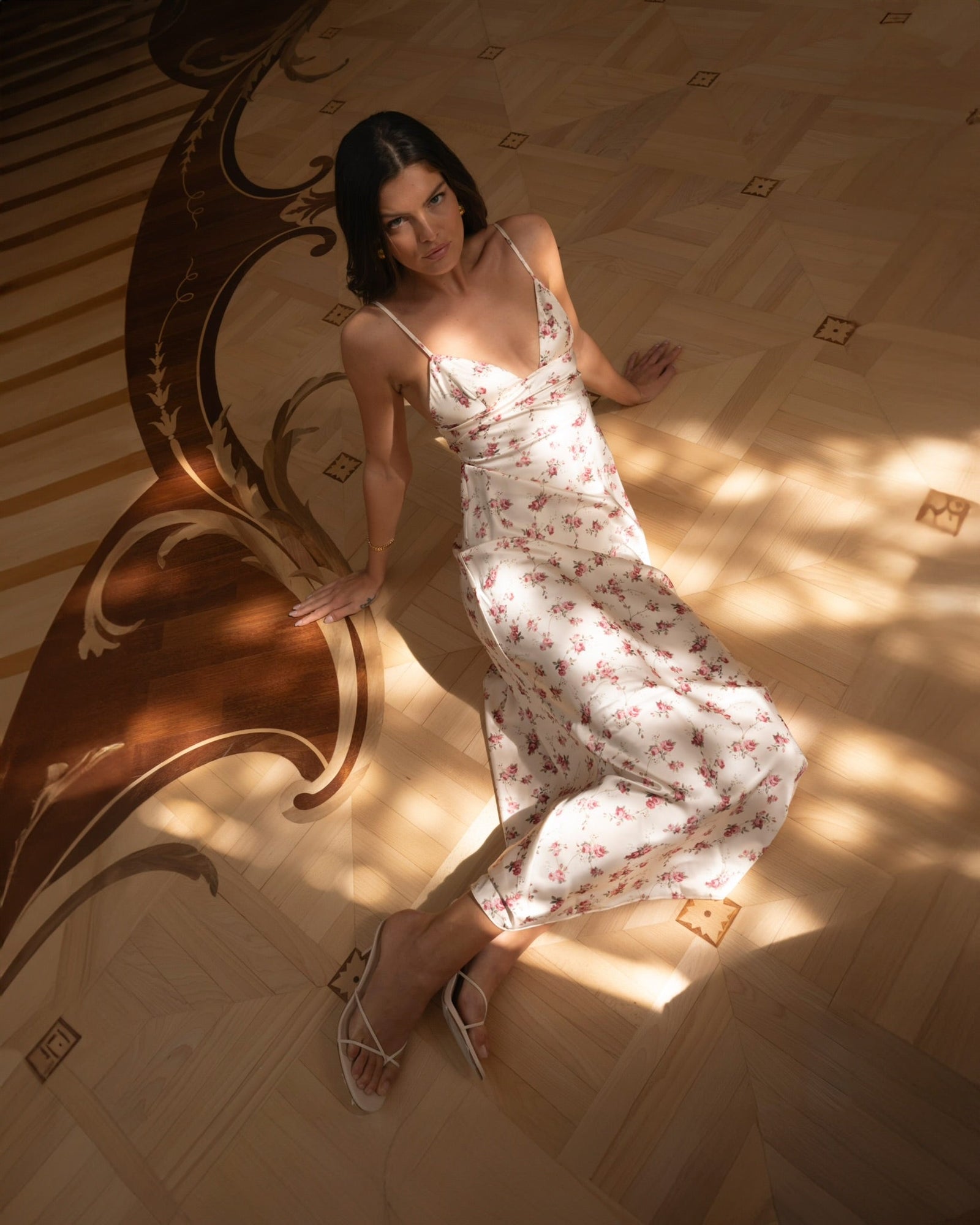 V Front Midi Dress | Antique White