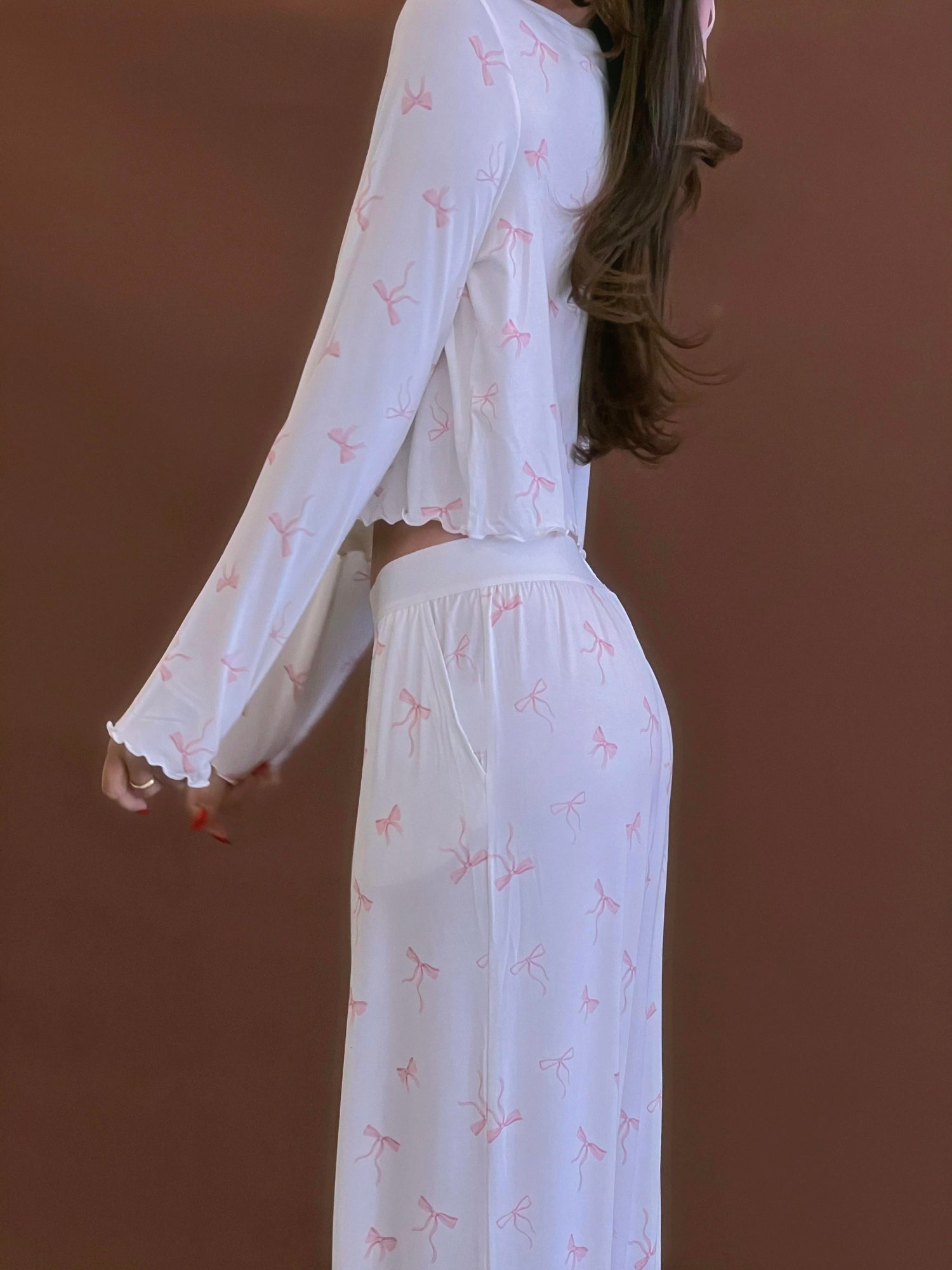 Boxy Crewneck Top | Ivory/Pink