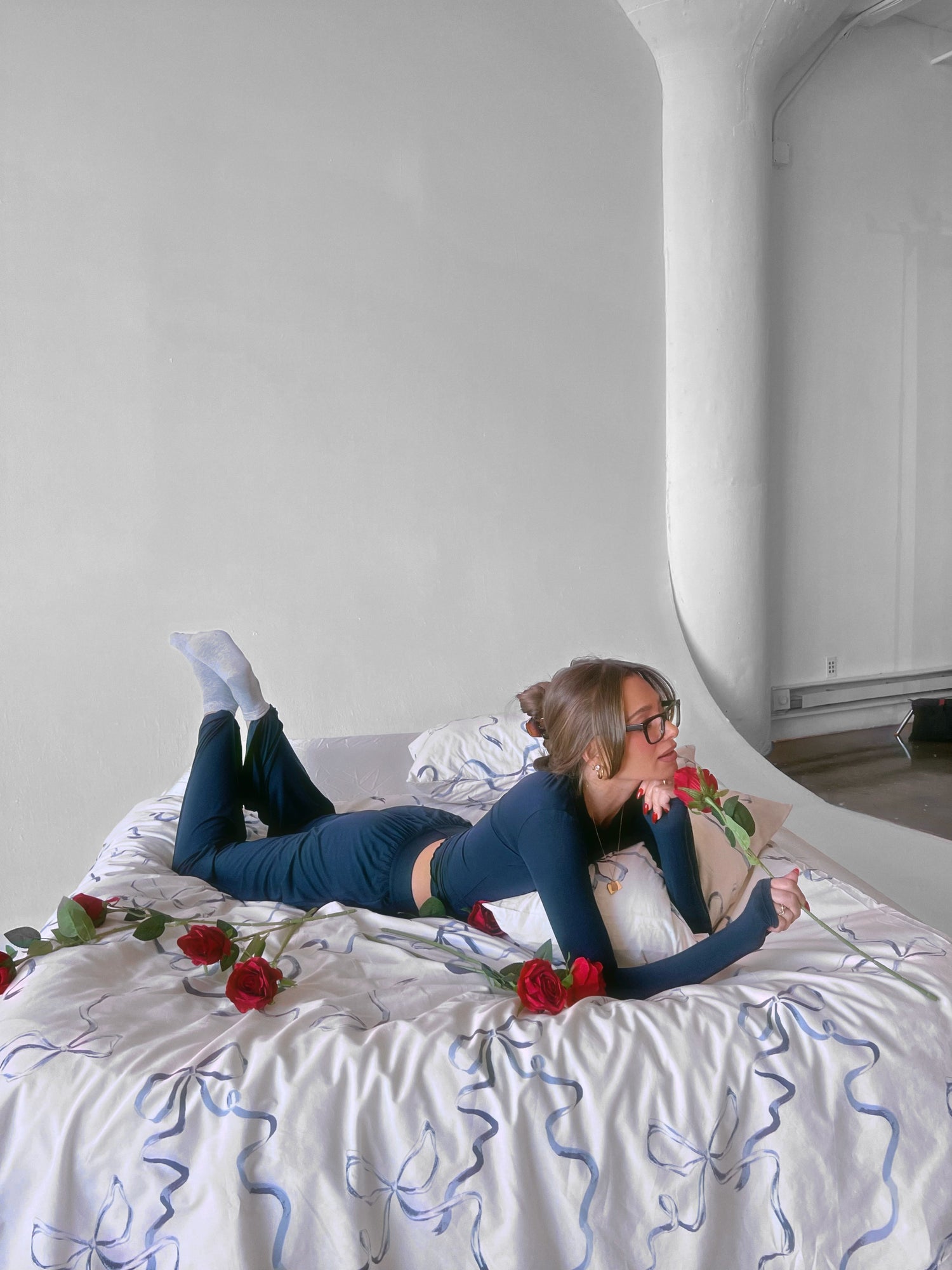 Long Sleeve Crewneck Top | Dark Navy