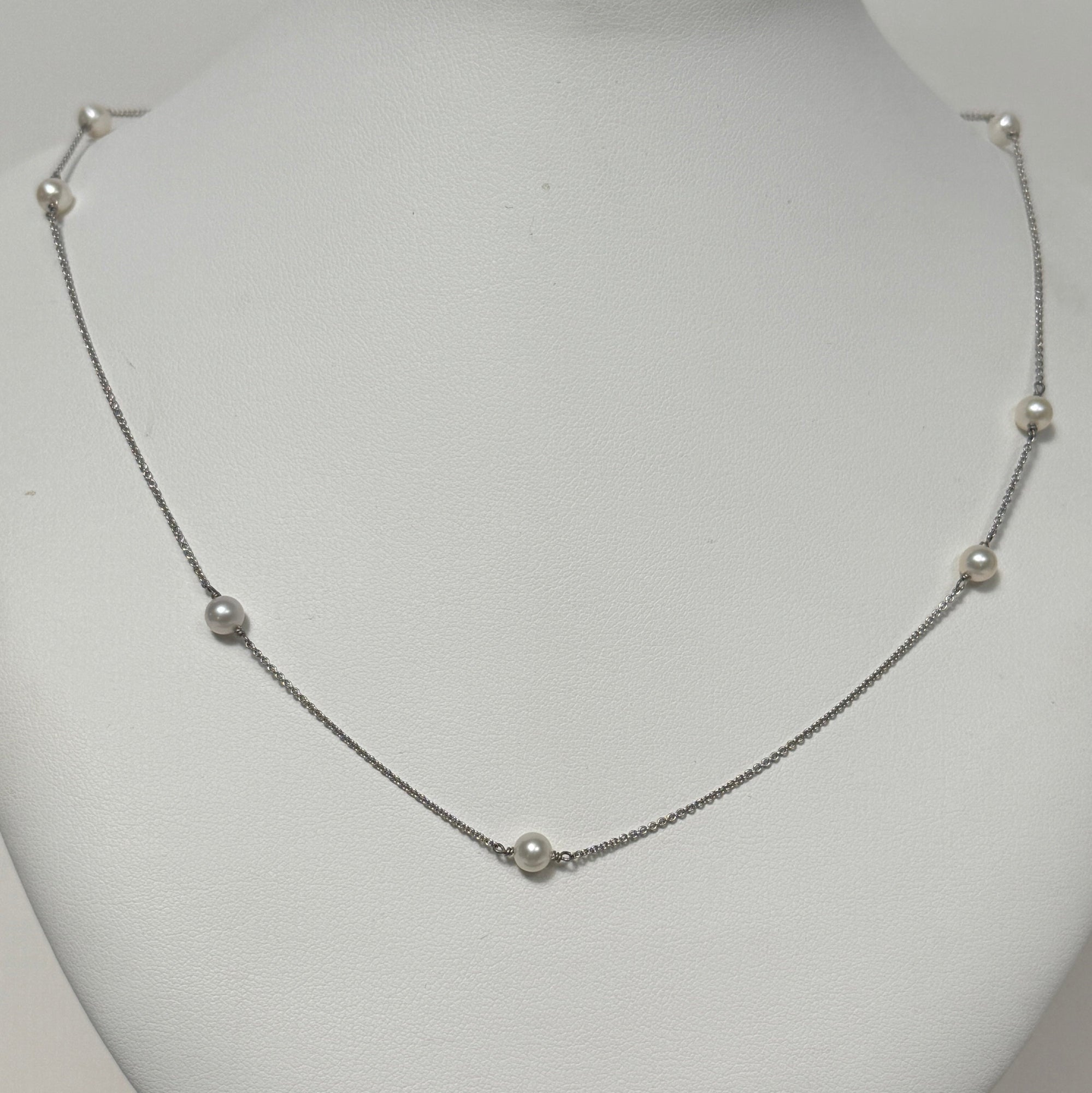 Pearls by the Yard Necklace | Sterling Silver | White Pearl