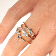 Women | White Diamond & Green Sapphire Charlotte Mini Cluster Ring | 14k Rose Gold