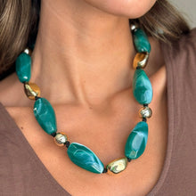Chunky Green & Gold Bead Necklace - Adina's Jewels