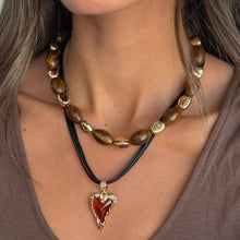 Brown Bead and Gold Accent Necklace - Adina's Jewels