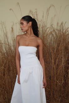 Ribbed Cotton Midi Dress | White (V2)