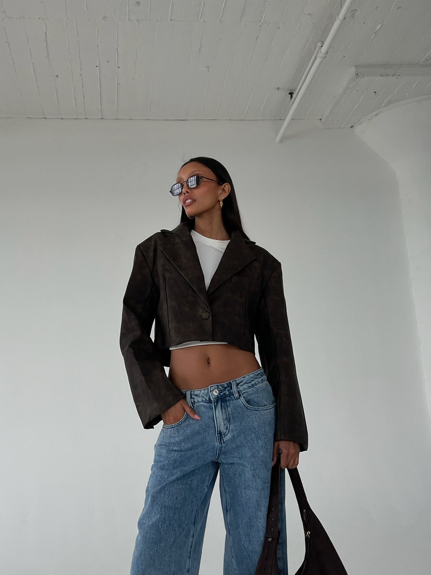 Patina Cropped Blazer | Brown