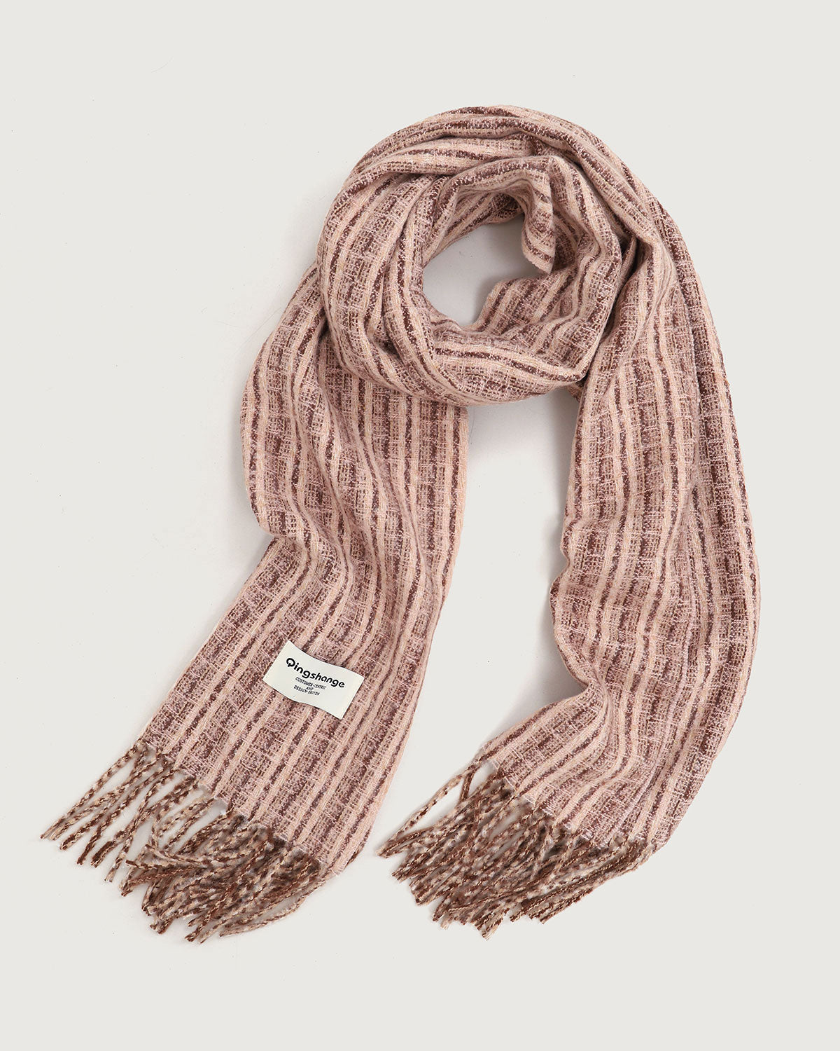 Brown Knitted Tassel Scarf | Coffee