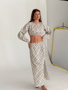 Cropped Bubble Top | Sandshell/Set Blue