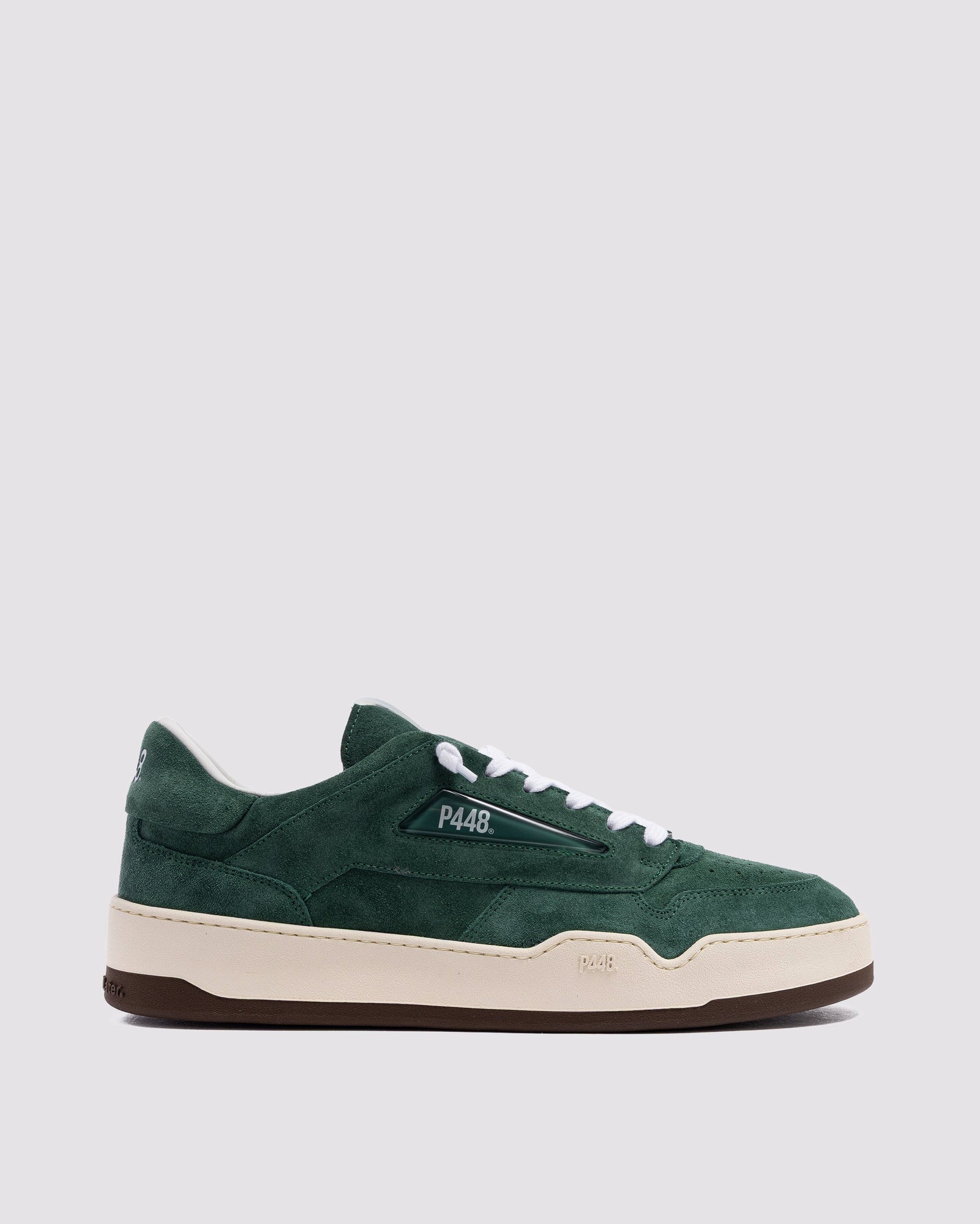 Side angle of green sneakers