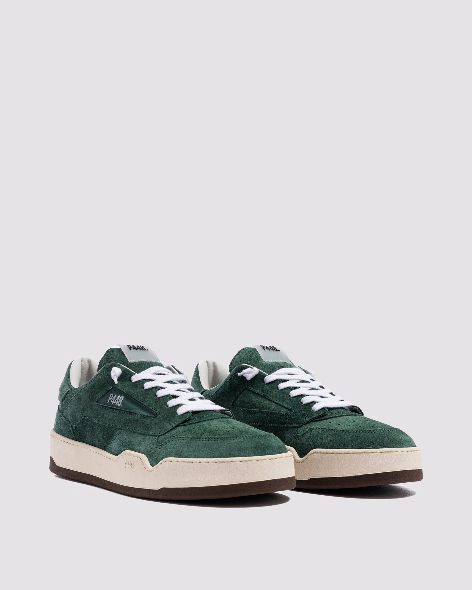 Side angle of green sneakers