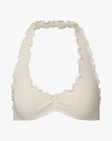 Ruffle Halter Bra | Ivory