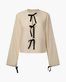 Tie Front Shirt | Ivory/Black