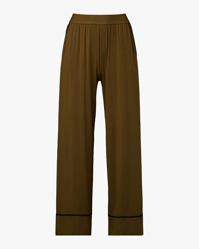 Piped Wide Leg Pant | Fern/Black