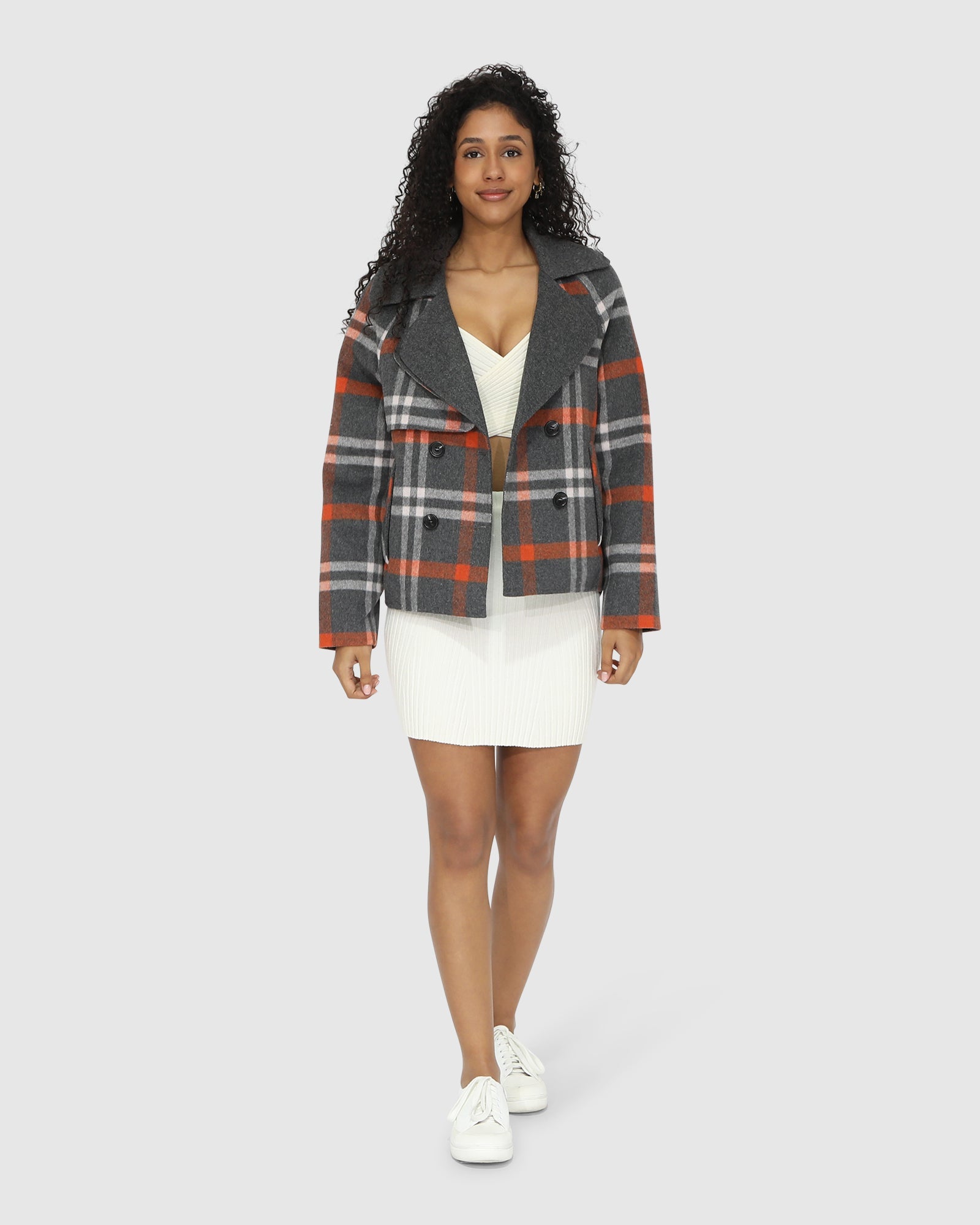 I'm Yours Wool Blend Peacoat | Women | Charcoal Plaid