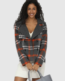 I'm Yours Wool Blend Peacoat | Women | Charcoal Plaid