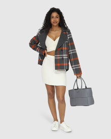 I'm Yours Wool Blend Peacoat | Women | Charcoal Plaid