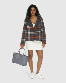 I'm Yours Wool Blend Peacoat | Women | Charcoal Plaid