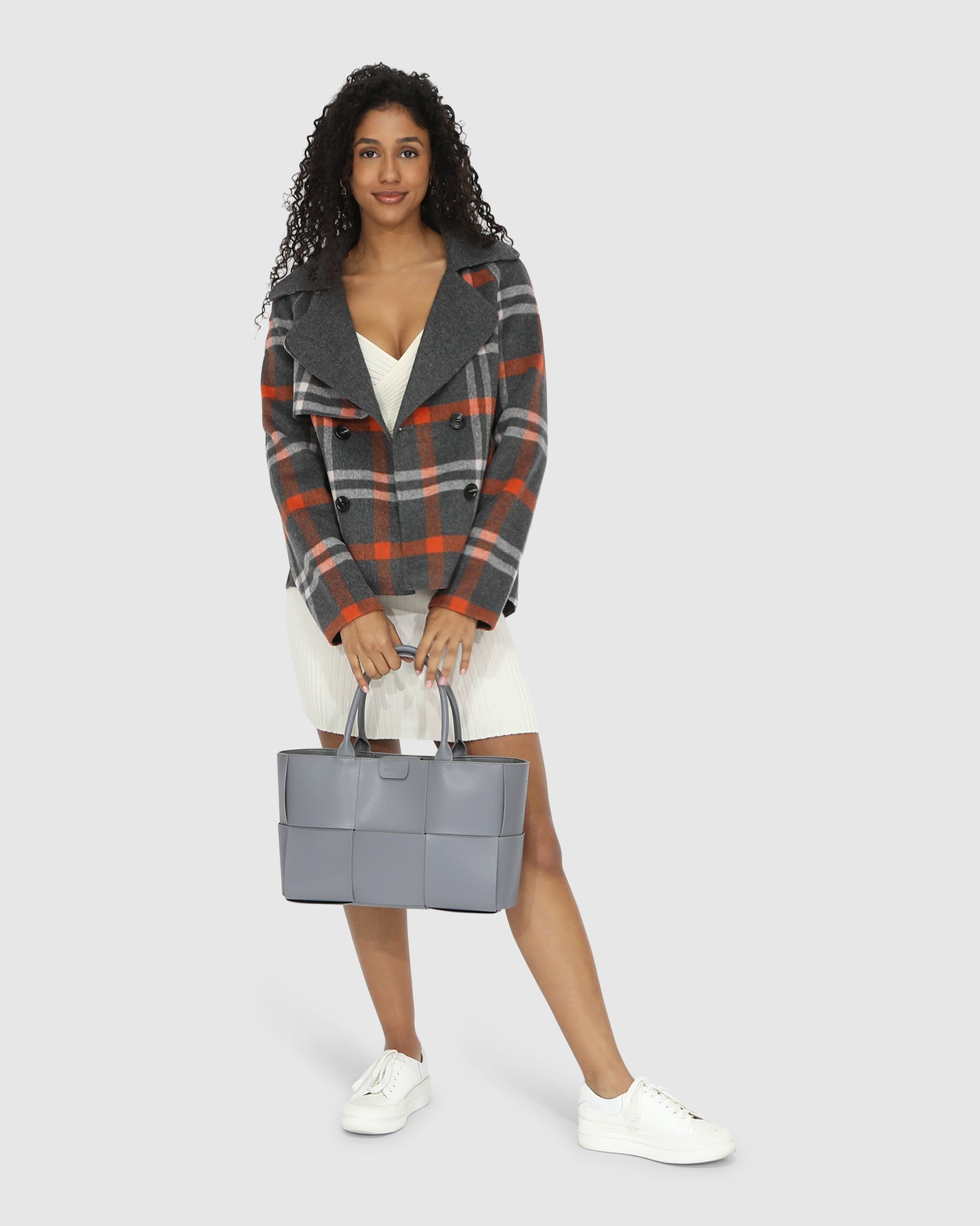 I'm Yours Wool Blend Peacoat | Women | Charcoal Plaid