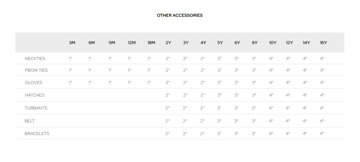 Product size guide